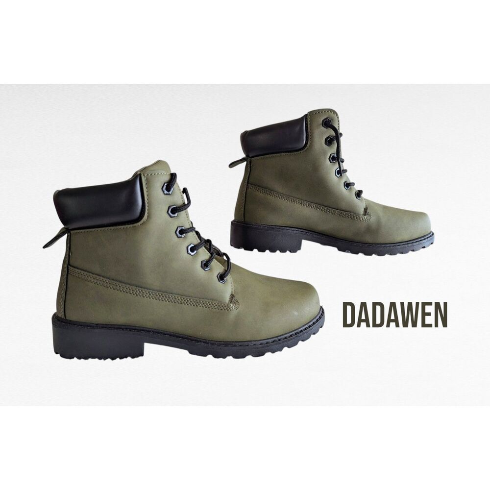 NWT  DADAWEN Women's Faux Leather Waterproof Lace Up Ankle Boot  Sz 40